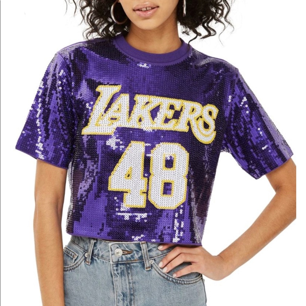Topshop x UNK Los Angeles Lakers Sequin Crop Top Jersey